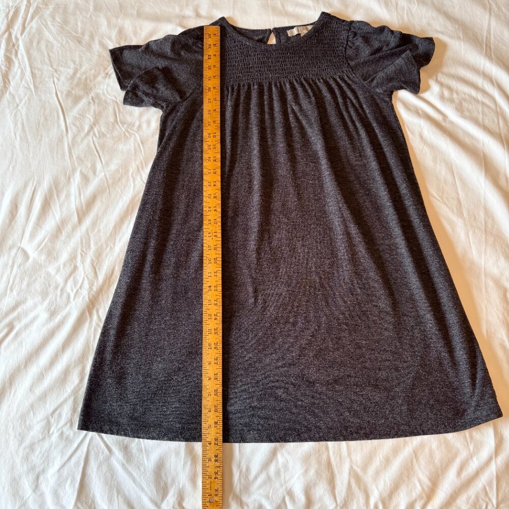 LOFT Dark Heather Gray Short Sleeve Midi Dress Size Medium Petite Minimalist - Picture 3 of 6